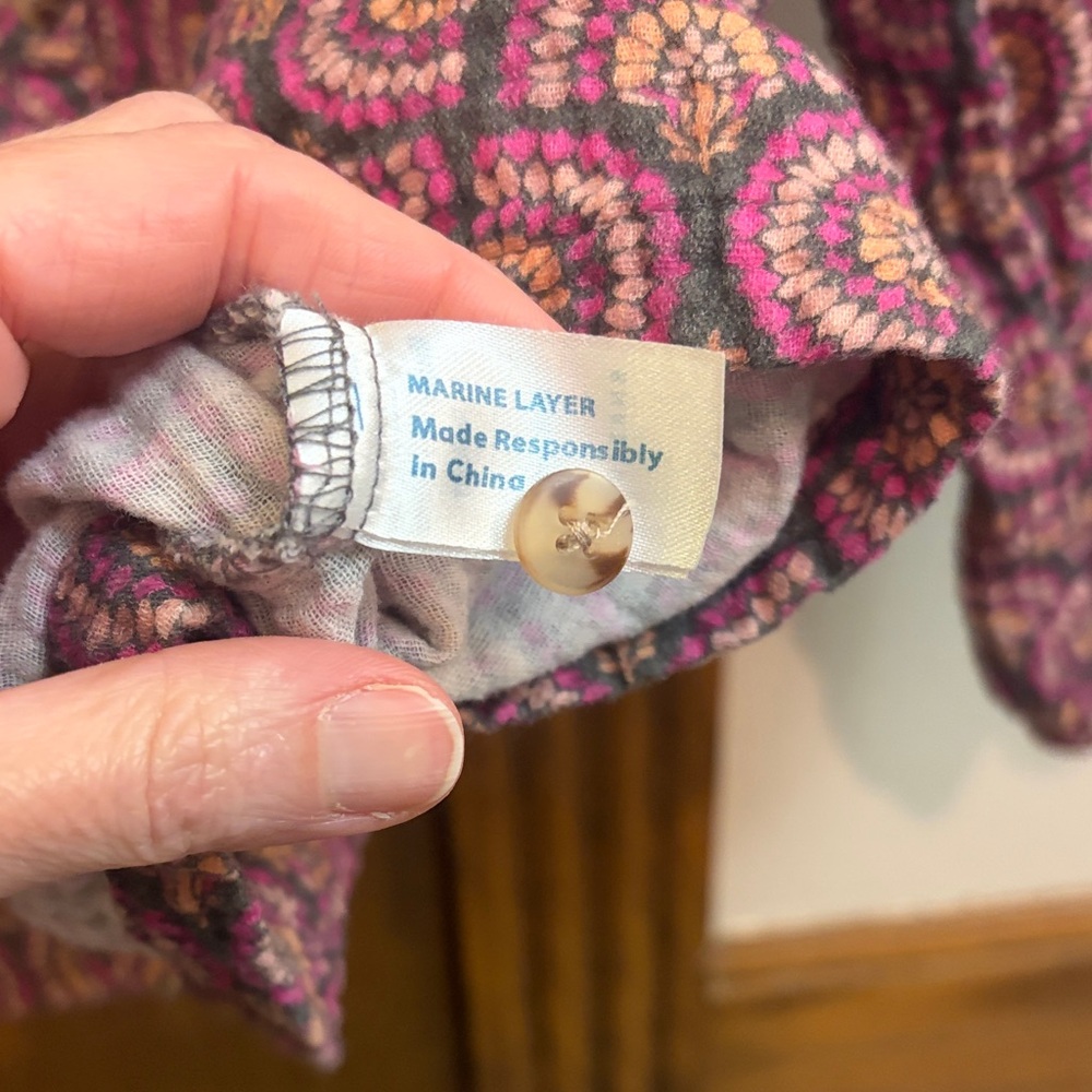 Marine Layer Multicolor Pattern Top Large Button … - image 8